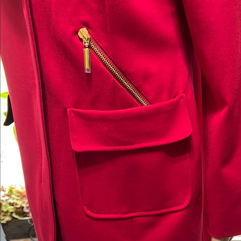 Chico’s Women's Red Jacket with Gold Zipoer Accents and Pockets Like New, Medium - Picture 4 of 14